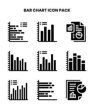 Bar Chart Glyph Graphics Icons Pack Stock Illustration