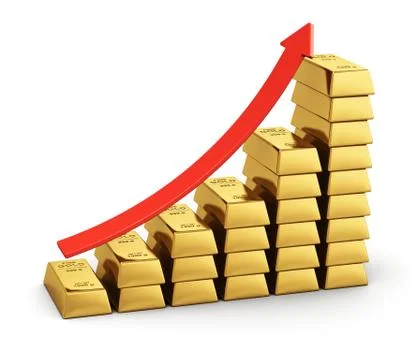Bar chart from gold ingots Stock-Illustration