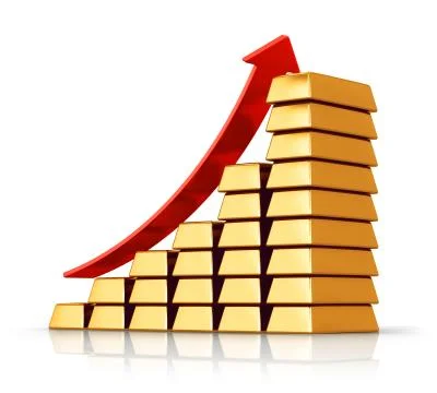 Bar chart from gold ingots Ilustración de archivo