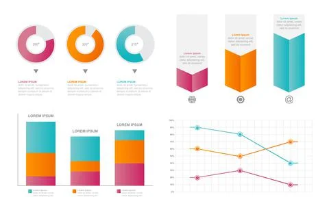 Bar Chart Graph Diagram Statistical Business Infographic Element Set 스톡 일러스트