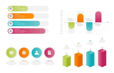Bar Chart Graph Diagram Statistical Business Infographic Element Set 스톡 일러스트