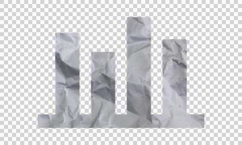 Bar chart graph made of crumpled paper texture isolated on white background Stock Illustration
