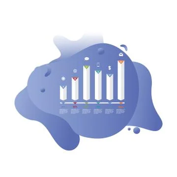 Bar Chart Graph Statistical Business Infographic in Gradient Fluid Liquid 스톡 일러스트