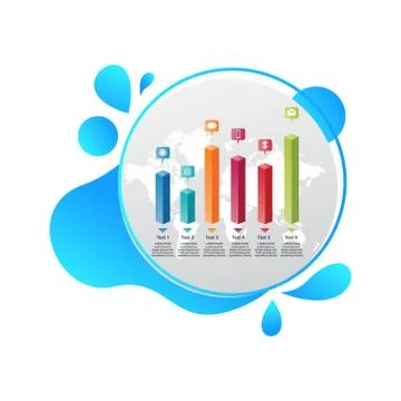 Bar Chart Graph Statistical Business Infographic in Gradient Fluid Liquid Stock Illustration