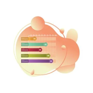 Bar Chart Graph Statistical Business Infographic in Gradient Fluid Liquid Stock Illustration