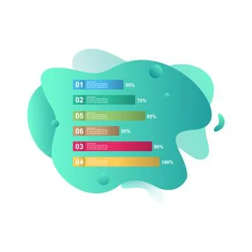 Bar Chart Graph Statistical Business Infographic in Gradient Fluid Liquid Stock Illustration