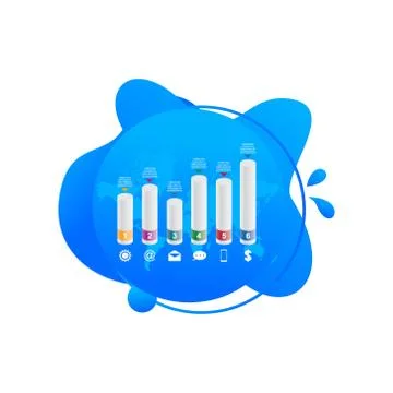 Bar Chart Graph Statistical Business Infographic in Gradient Fluid Liquid 스톡 일러스트