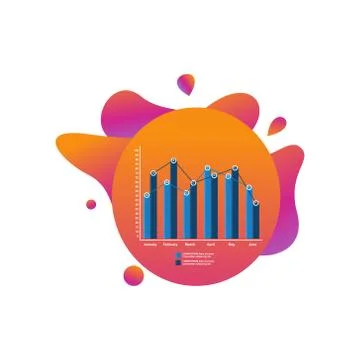 Bar Chart Graph Statistical Business Infographic in Gradient Fluid Liquid 스톡 일러스트