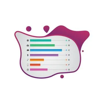 Bar Chart Graph Statistical Business Infographic in Gradient Fluid Liquid Stock Illustration