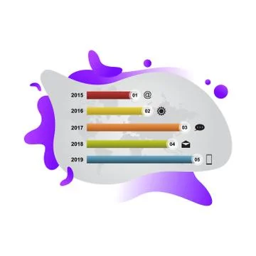 Bar Chart Graph Statistical Business Infographic in Gradient Fluid Liquid Stock Illustration