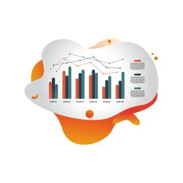 Bar Chart Graph Statistical Business Infographic in Gradient Fluid Liquid Stock Illustration