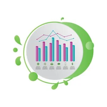 Bar Chart Graph Statistical Business Infographic in Gradient Fluid Liquid Stock-Illustration