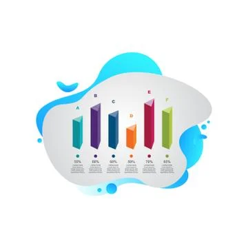 Bar Chart Graph Statistical Business Infographic in Gradient Fluid Liquid Stock Illustration