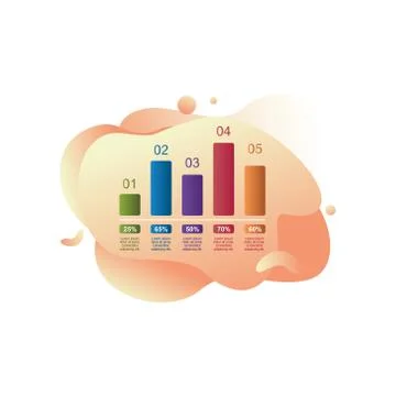 Bar Chart Graph Statistical Business Infographic in Gradient Fluid Liquid Stock Illustration