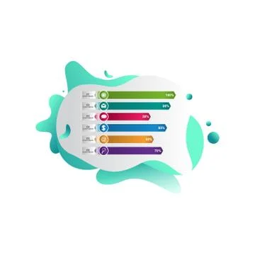 Bar Chart Graph Statistical Business Infographic in Gradient Fluid Liquid Stock Illustration