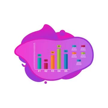 Bar Chart Graph Statistical Business Infographic in Gradient Fluid Liquid Stock Illustration