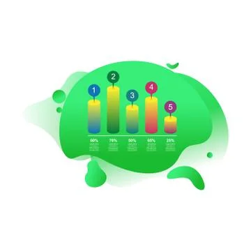 Bar Chart Graph Statistical Business Infographic in Gradient Fluid Liquid 스톡 일러스트