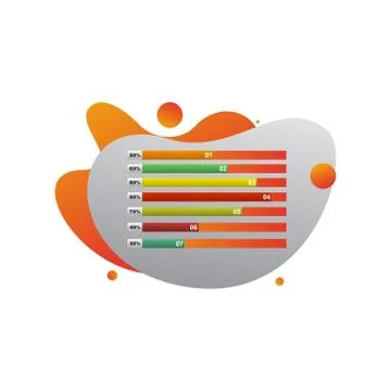 Bar Chart Graph Statistical Business Infographic in Gradient Fluid Liquid Stock Illustration