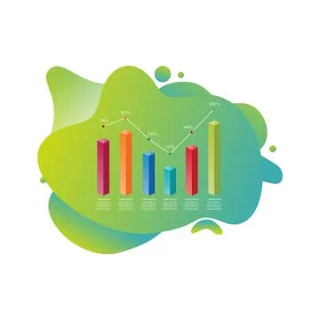 Bar Chart Graph Statistical Business Infographic in Gradient Fluid Liquid Stock Illustration