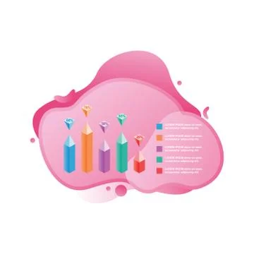 Bar Chart Graph Statistical Business Infographic in Gradient Fluid Liquid Stock Illustration