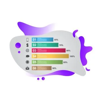 Bar Chart Graph Statistical Business Infographic in Gradient Fluid Liquid Stock Illustration