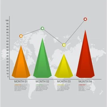 Bar Chart Graph Triangle Pyramid Statistical Business Infographic 스톡 일러스트