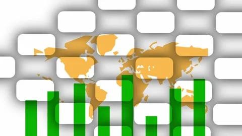Bar chart graph with world map backgroun... | Stock Video | Pond5