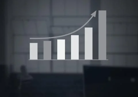 Bar chart with grey windows background Stock Photos