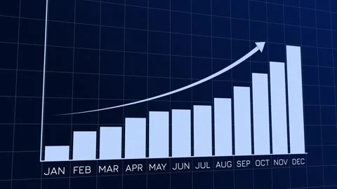 Bar Chart Growth Animation with Arrow Monthly Data Visualization Stock Footage 312160574