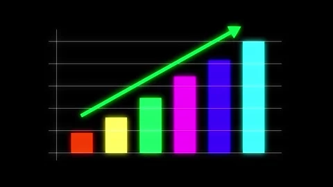 Bar Chart Growth Animation with Upward Arrow, Glowing Business Data Visuali.. Stock Footage 310344119