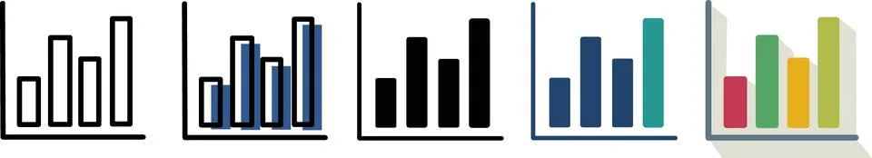 Bar chart growth icon set collection Stock Illustration
