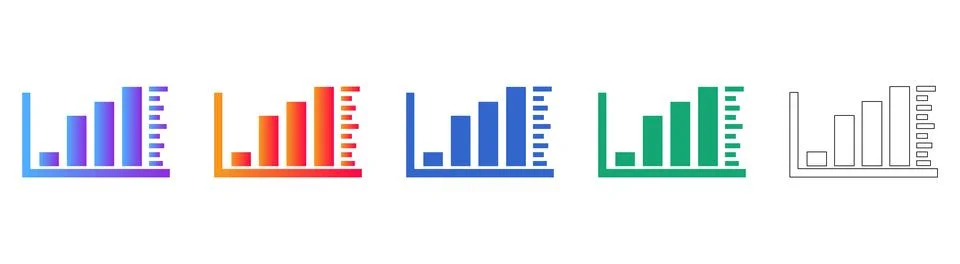 Bar Chart Growth Progress Icons Stock Illustration