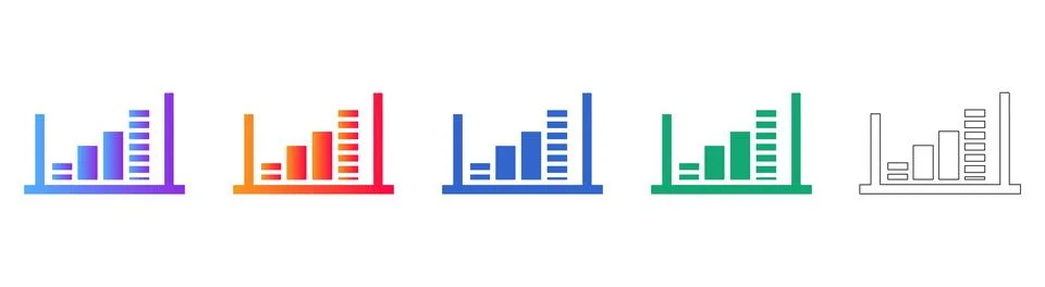 Bar Chart Growth Progress Icons Stock Illustration