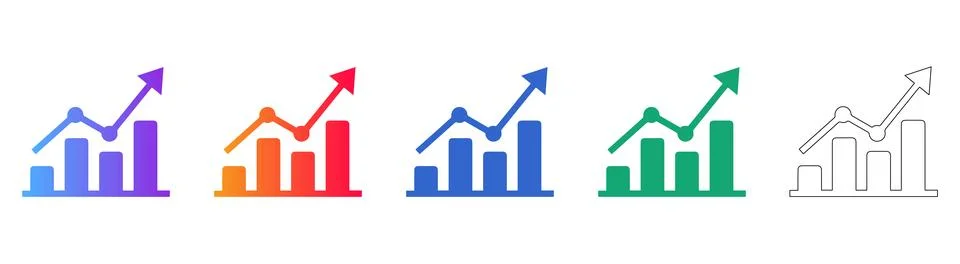 Bar Chart Growth Trends Set Stock Illustration