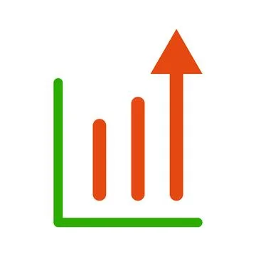Bar chart icon with ascending arrow. Vector. Stock Illustration