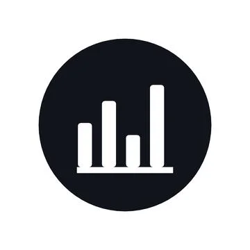 Bar Chart Icon Black Circle Button Business Finance Symbol Vector Stock Illustration