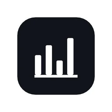Bar Chart Icon Black Rounded Square Button Business Finance Symbol Vector Stock Illustration