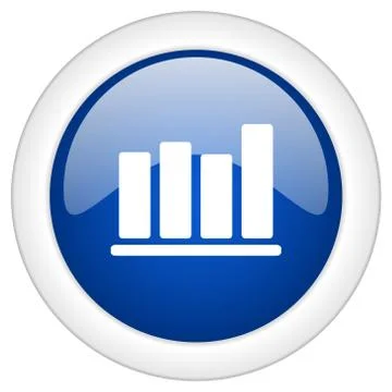 Bar chart icon, circle blue glossy internet button, web and mobile app illust Ilustración de archivo