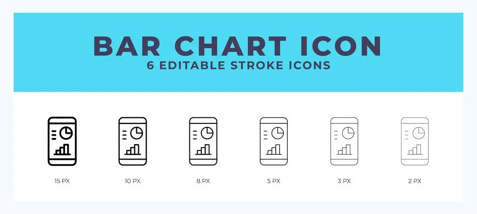 Bar chart icon with different stroke. Editable stroke. Vector illustration. Stock Illustration