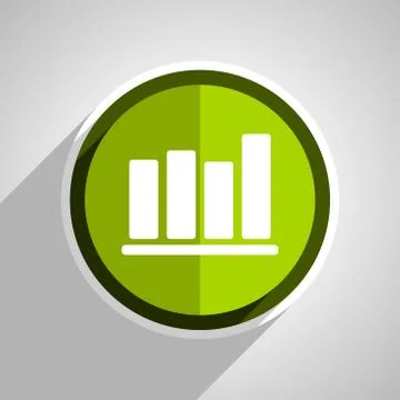 Bar chart icon, green circle flat design internet button, web and mobile app  Stock Illustration