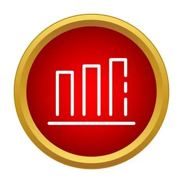 Bar chart icon on red web button showing growth Stockillustratie