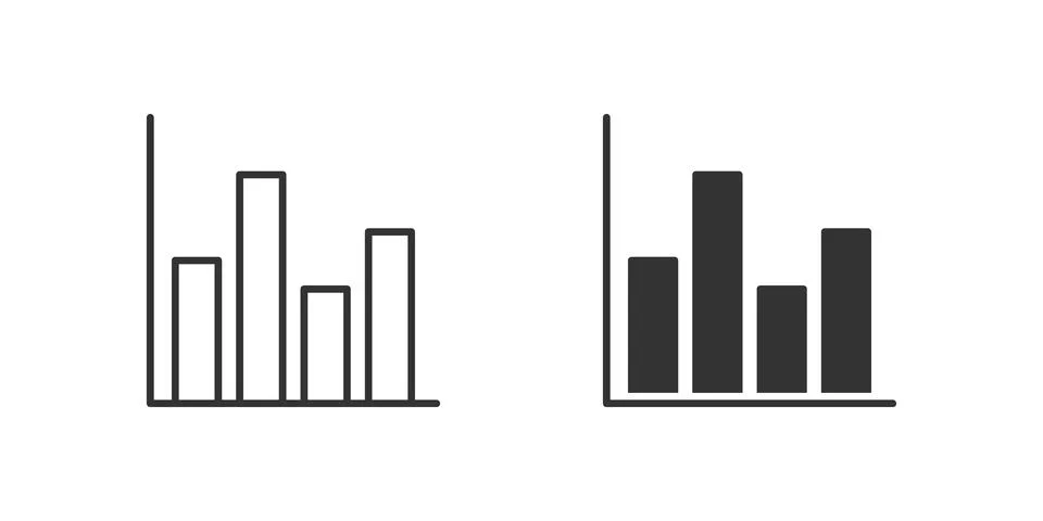 Bar Chart Icon Set. A black icon of a bar chart, representing data visualiz.. Stock Illustration