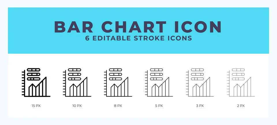Bar chart icon set with different stroke. Vector illustration with editable.. Stock Illustration