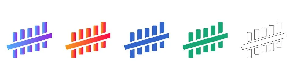 Bar Chart Icon Set for Financial and Data Analysis Stock Illustration