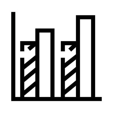 Bar chart icon showing data analysis and statistics Stock Illustration