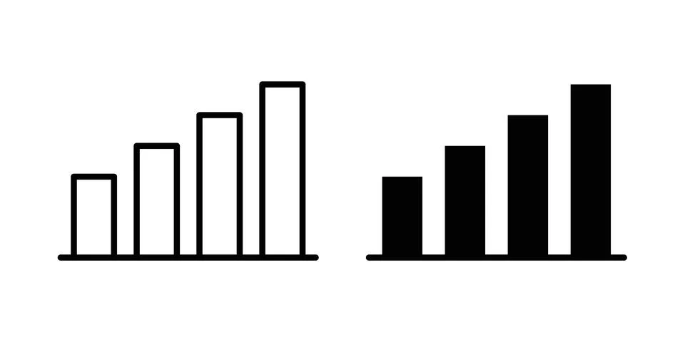 Bar chart icon thin line and clipart style vector set Stock Illustration
