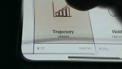 Bar chart icon with an upward trend labeled Trajectory Stock Footage 335895425