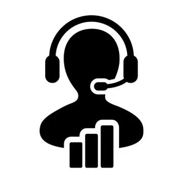 Bar chart icon vector male data support customer service person profile avata Stock Illustration