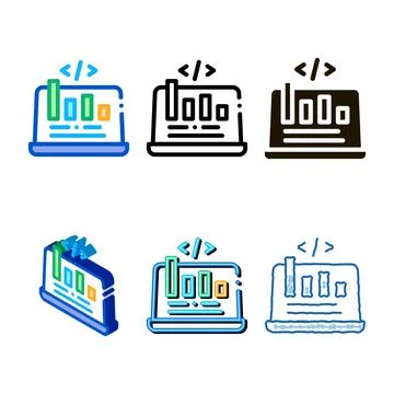 Bar chart icon vector variety outline Illustrazione stock