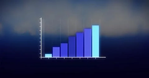 Bar chart image showing increasing data values over dark gradient background 写真素材